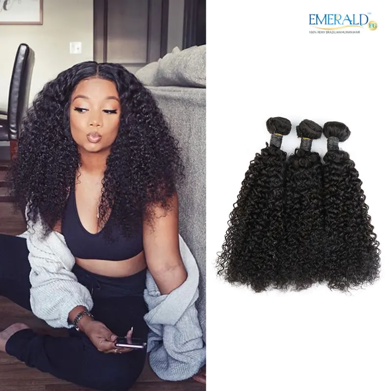 Bliss Emerald 3 In 1 Mongolian Curl Hair Hair Weaves 9a Virgin